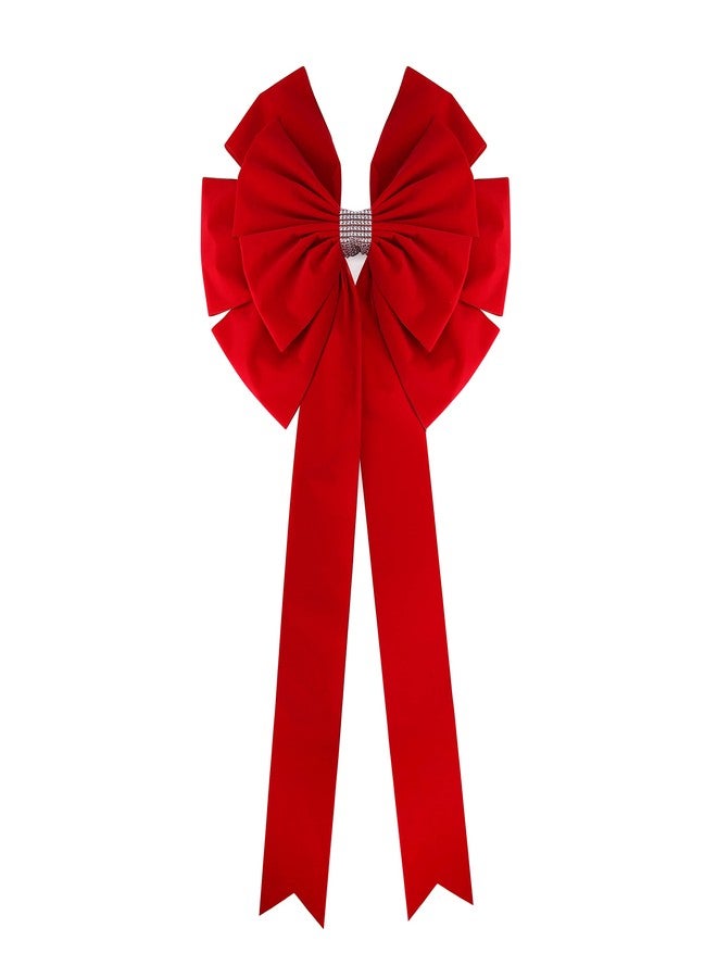 Meseey 36x18 Inches Extra-Large Christmas Tree Topper BowVelvet Ribbon Gift Bows for Christmas Home Decor, Outdoor Indoor Car Decoration (red Velvet, 18 * 36 inch) - Image 1